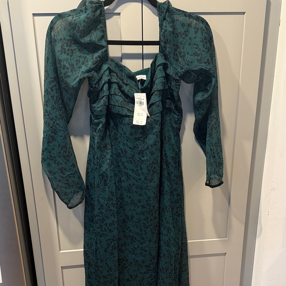 Abercrombie & Fitch Teal Floral Long Sleeve Dress